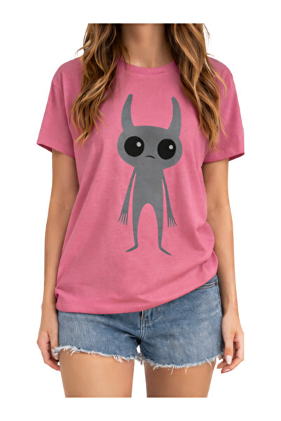 ship master Women's Minimal Alien Character Printed Pink T-Shirt 100% Cotton ...