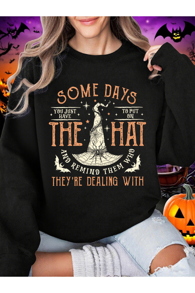 NOISSEY تي شيرت للهالوين بقبعة ساحرة وخفافيش مطبوع بغطاء رأس لارز برقبة دائري...