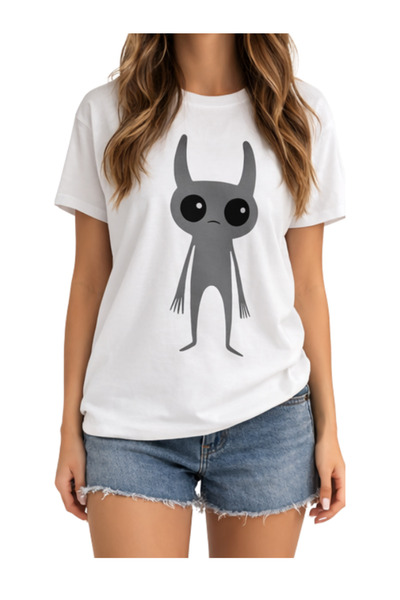 ship master Minimal Alien cu imprimeu cu personaje alb pentru femei tricou bu...