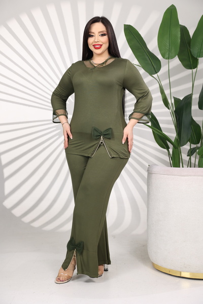 BONİTA FASHİON Plus Size Slit Tulle Detail Flared Bow Front B Ruched t Tulle ...