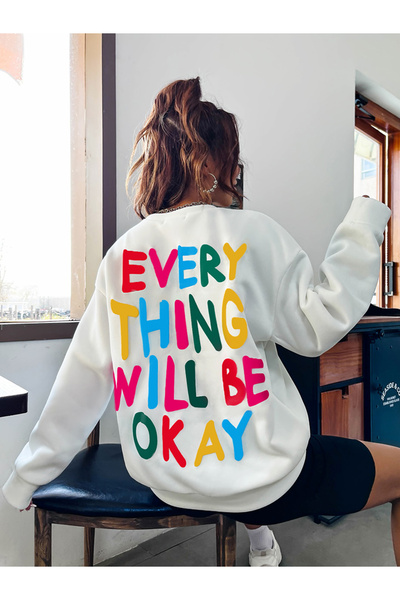 NOISSEY Hanorac la modă Everything Will Be Ok Letter cu imprimeu Pulover Leje...