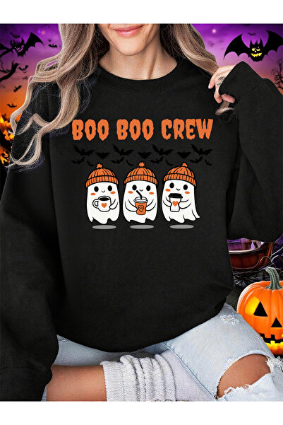NOISSEY سترة Boo Boo Crew Ghost Prints للهالوين للنساء لشتاء صوف الفليس هوديز...