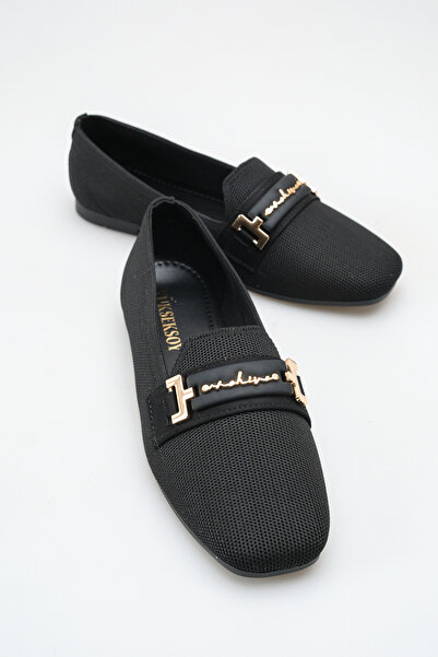 SENASTİL S Buckled Flat Sole Stylish Women's Knitwear Ballet Flats Shoes