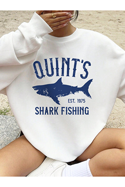 NOISSEY تي شيرت نسائي مطبوع عليه Quint'S Shark Fishing لشتاء صوف الفليس هوديز...