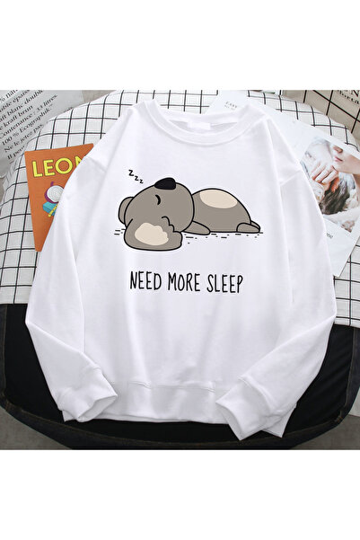 NOISSEY Hanorac confortabil și simplu pentru femei, cu imprimeu cu ursuleț de...