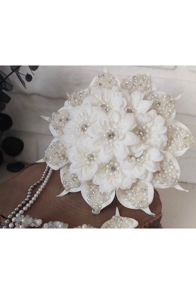 florista atelier Taşlı ve incili gelin nişan nikah dış çekim çiçeği
