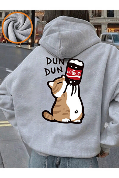 NOISSEY Ποτό Cartoon Dun Dun Cat B με τύπωμα K με κουκούλα Μπλούζες Γυναικείε...
