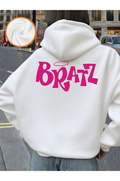 NOISSEY Y2K Pink Bratz Letter Prints بغطاء رأس لارز للنساء شتاء صوف الفليس ست...