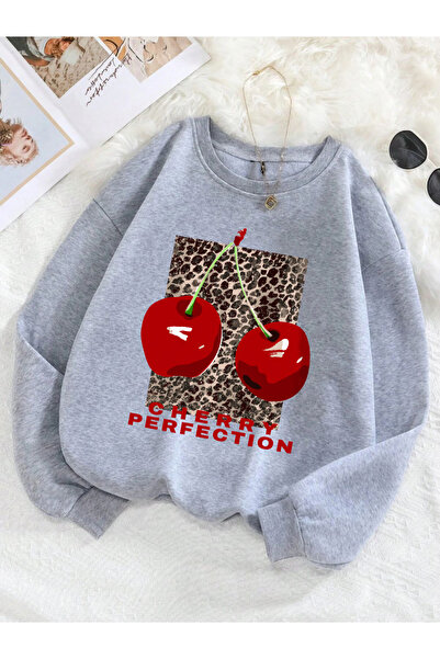 NOISSEY سترة نسائية بطبعة الفواكه الطازجة من ليوبارد آند تشيري، فضفاضة، صوف ا...