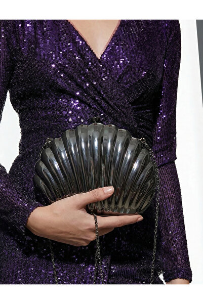 Çanta Trend Oyster Anthracite Chain Women's Handbag and Bag Crossbody Bag - S...