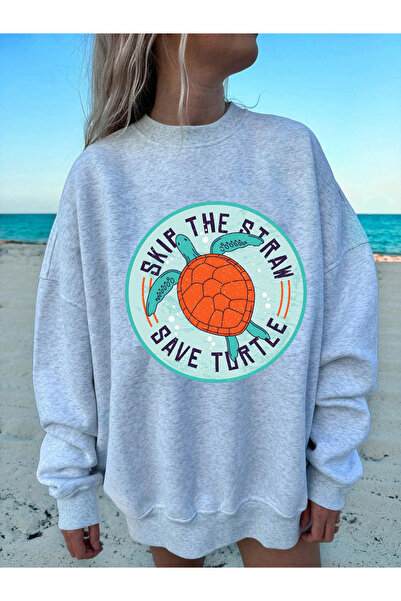 NOISSEY تي شيرت بطبعة السلحفاة للنساء لخريف وشتاء صوف الفليس هوديز دافئة برقب...