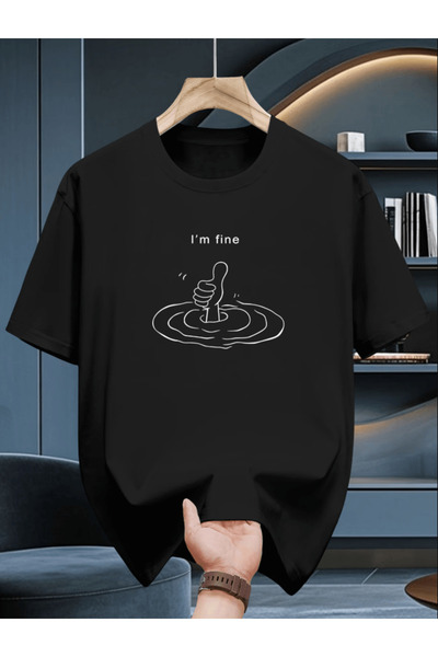 one button Sunt bine cu imprimeu Premium supradimensionat tricou