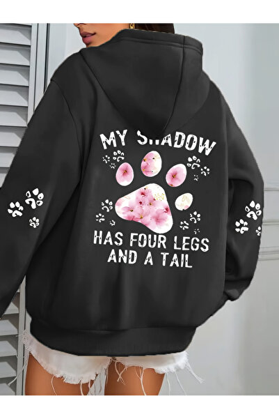 NOISSEY تي شيرت مطبوع عليه مخالب القطط اللطيفة لخريف بغطاء رأس سترات دافئة صو...