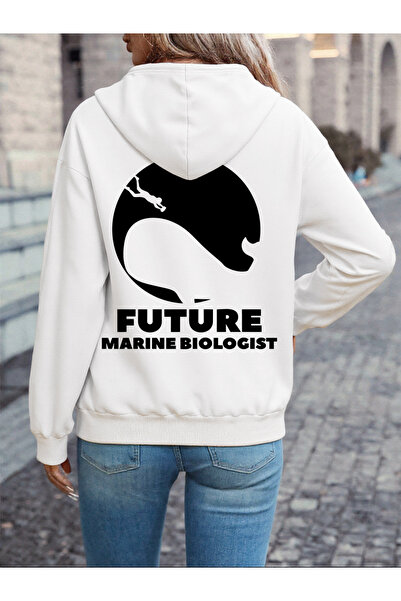 NOISSEY سترة نسائية مريحة وفضفاضة من Future Marine Biologist مطبوع بغطاء رأس ...