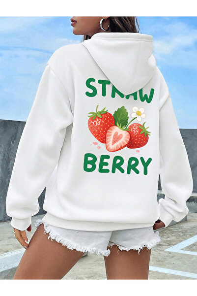 NOISSEY Γυναικεία φούτερ με στάμπες φράουλας Delicious Strawberry Hoodies Βασ...