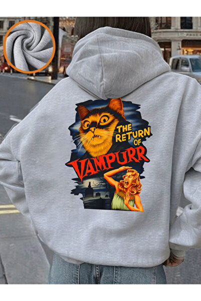 NOISSEY pisică The Return Of The cu imprimeu cu glugă Pulover cu glugă Iarna ...