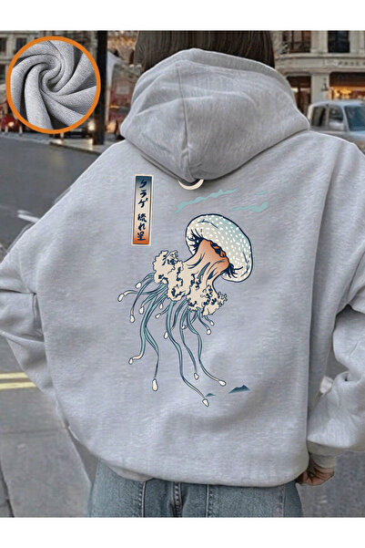 NOISSEY هودي ياباني بطباعة قنديل البحر من هاراجوكو للنساء، سترة رياضية أساسية...