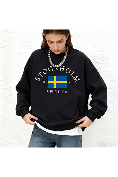 NOISSEY Στοκχόλμη Σουηδία Σημαία B με τύπωμα Γυναικεία φούτερ Χειμερινά με στ...