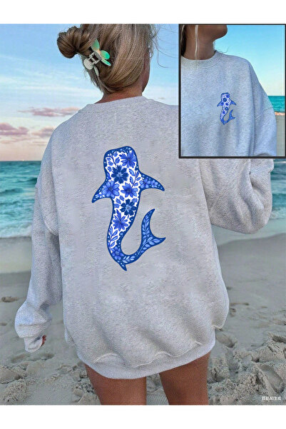 NOISSEY Hanorace Flower Sperm Whale cu imprimeu pentru femei Iarna polar Căld...