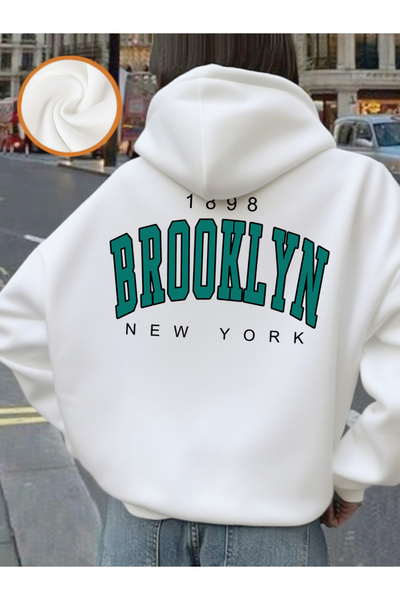 NOISSEY Νέα Υόρκη Μπρούκλιν 1898 Εκτυπώσεις Hoodie Γυναικεία χαλαρή φαρδιά μπ...