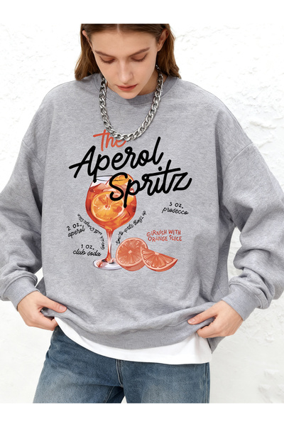 NOISSEY Aperol Spritz Retro Cocktail cu imprimeu Hanorac supradimensionat pen...