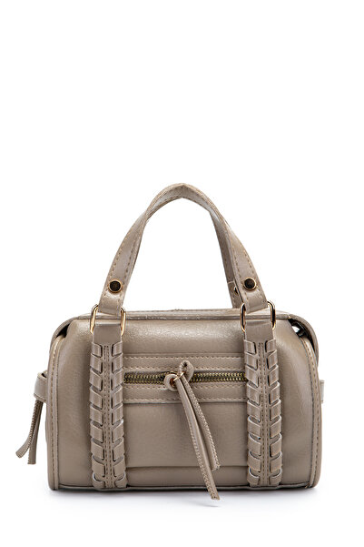 minebag Knitted and Pendant Detailed Jimmy Women's Crossbody Bag Beige