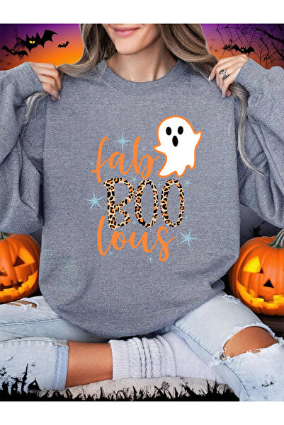 NOISSEY تي شيرت مطبوع عليه شبح صغير هارب من الهالوين لشتاء صوف الفليس هودي دا...