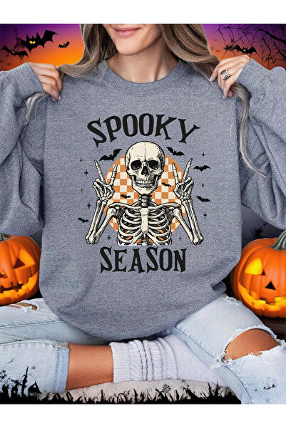 NOISSEY Hanorac de Halloween cu imprimeu cu schelet Spooky Mason pentru femei...