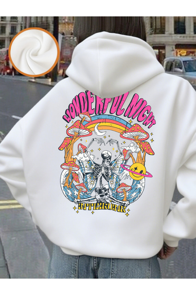 NOISSEY Wonderful Night Skeleton Prints K cu glugă ar Pulovere cu buzunare la...