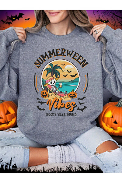 NOISSEY سترة هالوين سمر وين فيبس فيس بطباعة صيفية طوال العام للنساء شتاء صوف ...