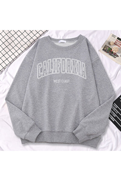 NOISSEY تي شيرت نسائي عصري للشتاء مطبوع عليه شعار كاليفورنيا ويست كوست بقلنسو...