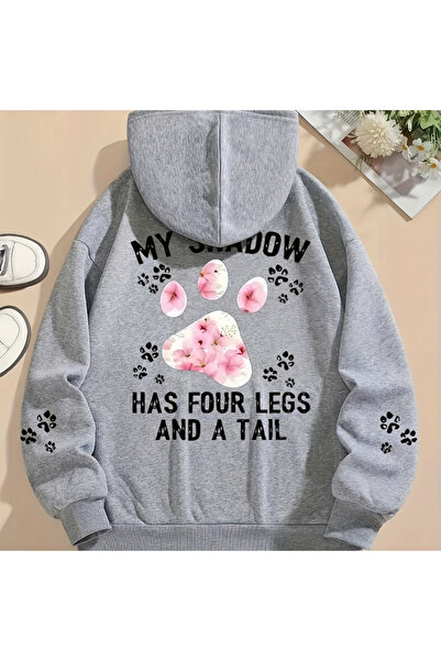 NOISSEY تي شيرت مطبوع عليه مخالب القطط اللطيفة لخريف بغطاء رأس سترات دافئة صو...