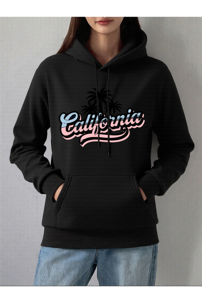 NOISSEY Hanorac cu imprimeu Coconut Tree California pentru femei, hanorac lej...