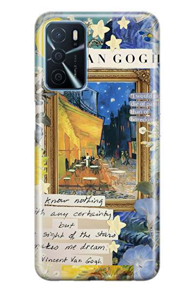 FLAMENKO حافظة هاتف شفافة متوافقة مع هاتف أوبو A16 / A55 من فان جوخ كافيه ترا...