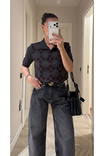 nathia outdoors تي شيرت نسائي من التريكو بياقة بولو من Old Money Trend بنمط ماسي