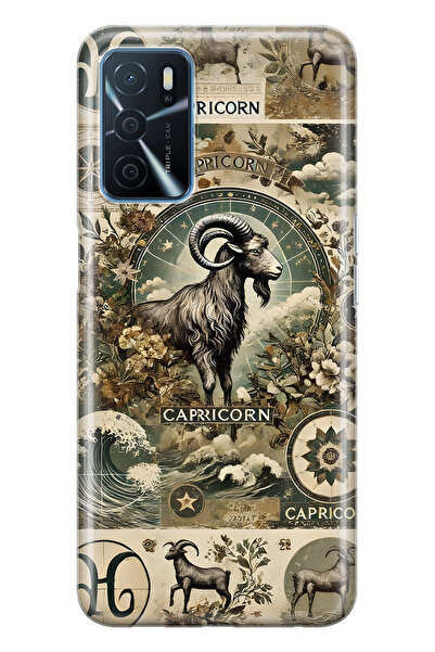 FLAMENKO حافظة هاتف شفافة متوافقة مع هاتف اوبو A16 / A55 برج الجدي منقوش