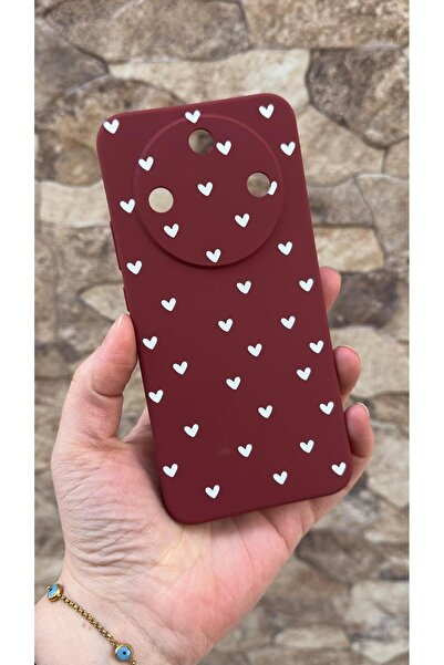 Vip Case Honor Magic 8 Lite Compatible White Heart Patterned Silicone Shock-A...