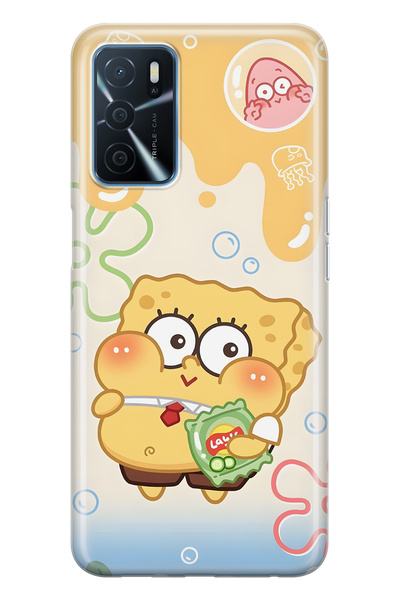 FLAMENKO حافظة هاتف شفافة متوافقة مع هاتف اوبو A16 / A55 سبونج بوب منقوش