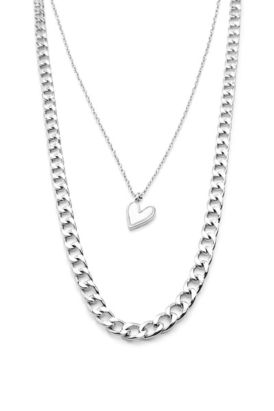 MakeWell Gold Color Chain Necklace Set – Thick Cuban Chain and Minimal Neckla...