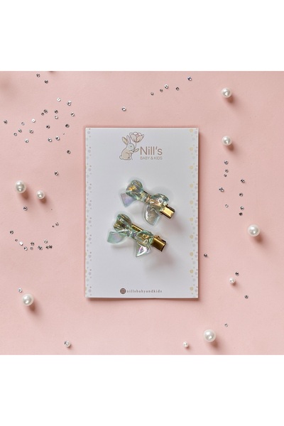 Nills Baby & Kids Bow Detail Transparent Buckle Set - Green 2-Piece