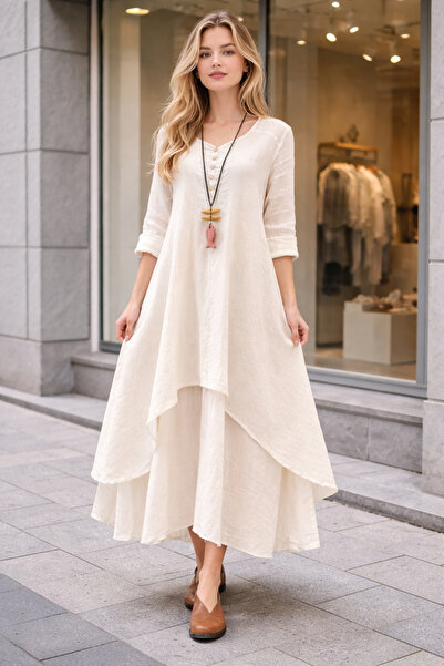 Barbora Günlük Yazlık Salaş İki Katlı Kadın Elbise