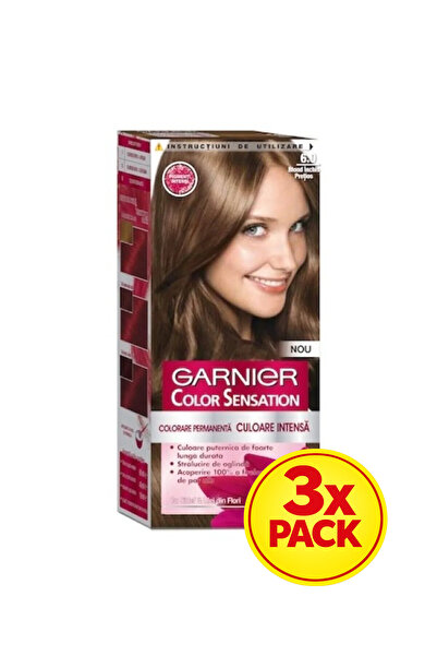 Garnier Pachet de 3 vopsele de păr Color Sensation 6.0 Blond Închis