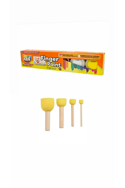 özdohobi Parmak Boyası 6x15Ml Rich ve 4Lü Sünger Ponpon Fırça Set