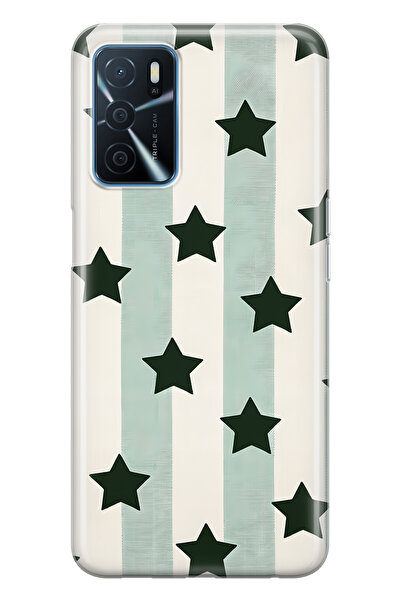 FLAMENKO حافظة هاتف شفافة متوافقة مع هاتف اوبو A16 / A55 مخطط ستار منقوش