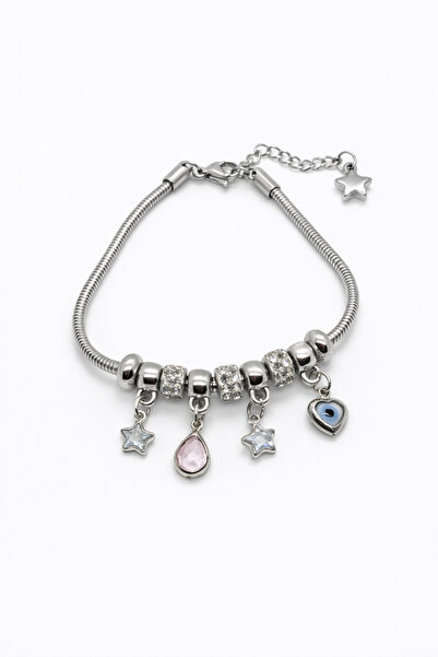 MakeWell Evil Eye Beaded Charm Bracelet – Women's Bracelet with Stone Dangle,...
