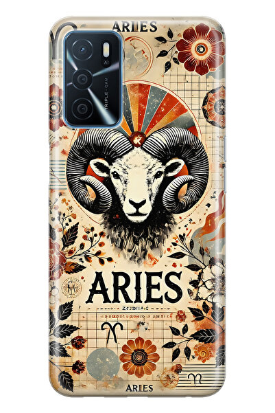 FLAMENKO حافظة هاتف شفافة متوافقة مع هاتف اوبو A16 / A55 برج الحمل منقوش