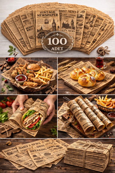 Delvos 100 ورق زيتي منقوش ذاتيًا |   ورق عرض بنمط صحيفة عتيقة |   نمط مختلط