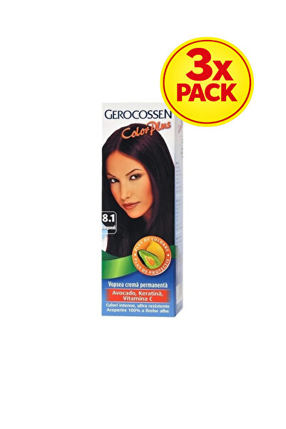 GEROCOSSEN 3x PACK Color Plus Βαφή Μαλλιών, 8.1, Μπορντό