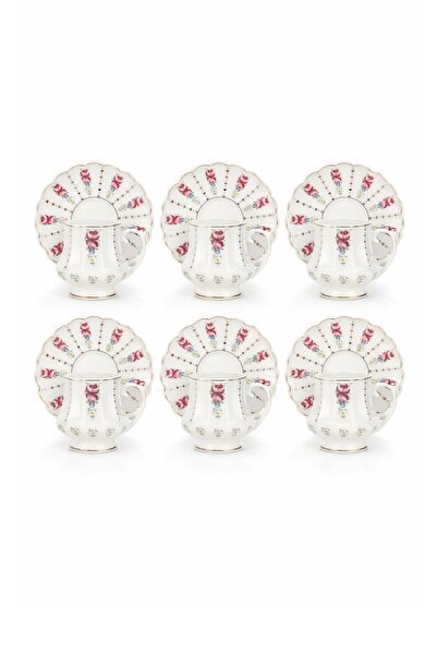 Meturas 6-Person Porcelain Turkish Coffee Cup Set – Set of Floral Print Gold ...