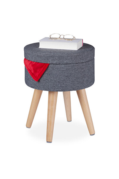 Relaxdays Scaun de depozitare, MDF/material textil, picioare din lemn de fag,...